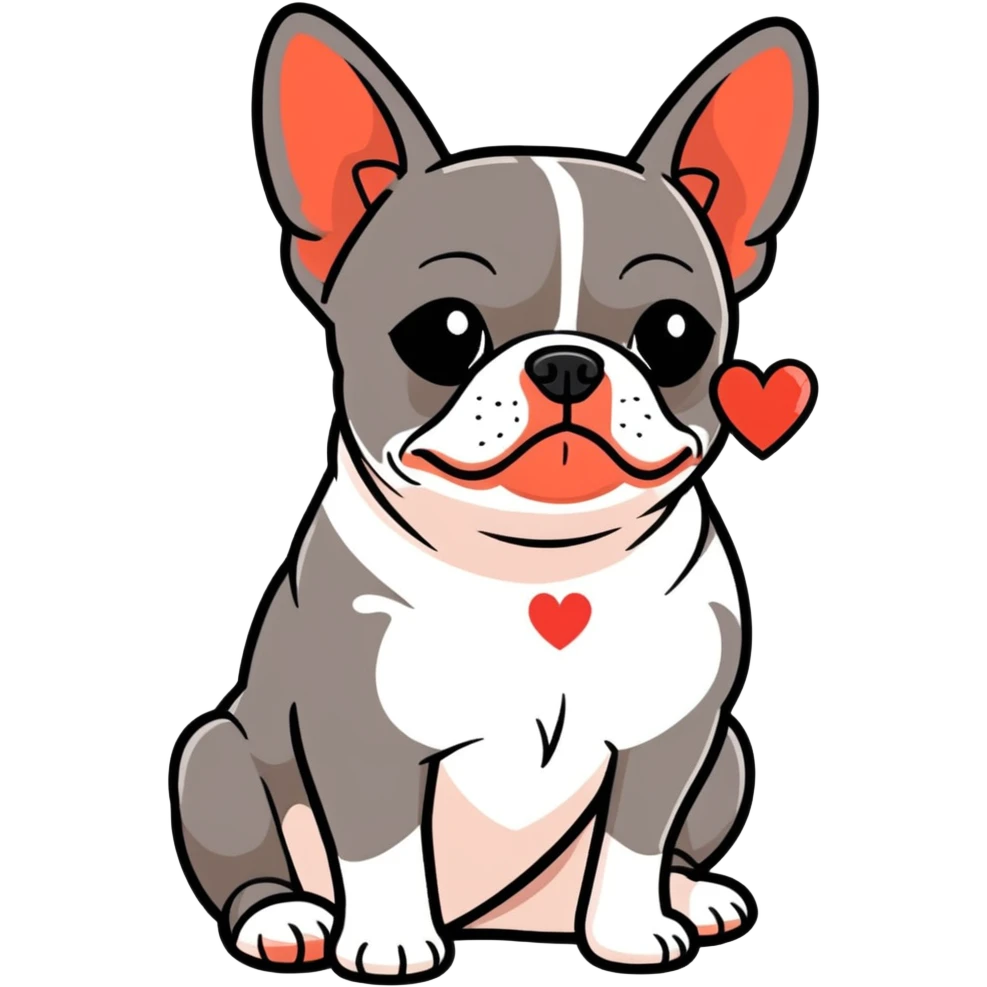 Red Boston terrier heart emoji