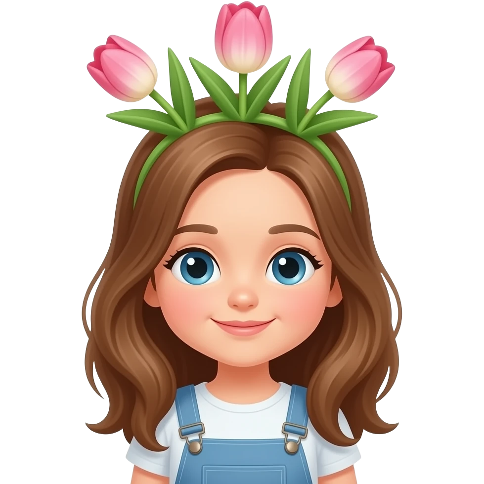 kid girl with tulip on her head emoji