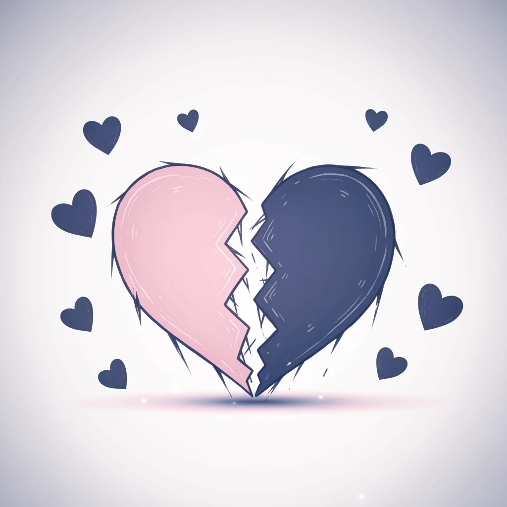 cute emo heart broken in two emoji