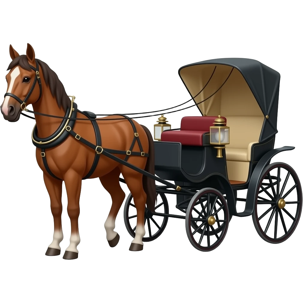 Horse in front, draging a open carriage emoji