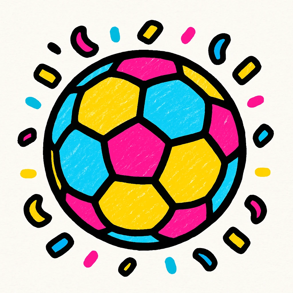 festive soccer ball with confetti, vibrant colors emoji