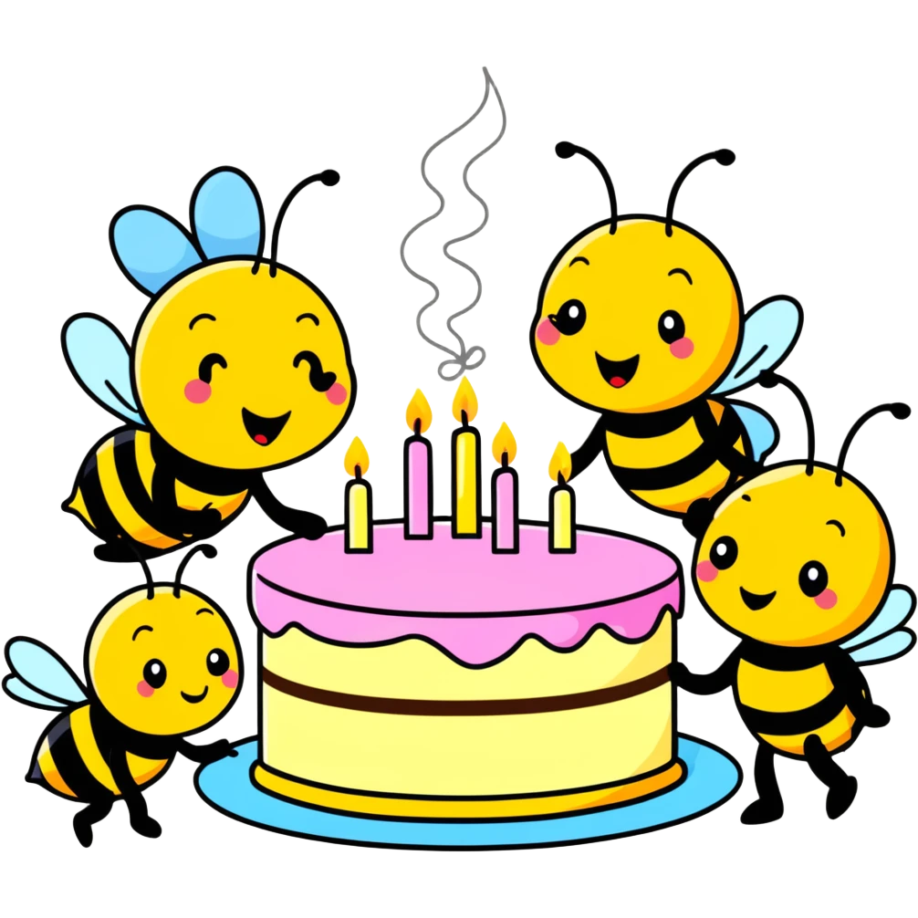 Female Bees having a birthday party emoji