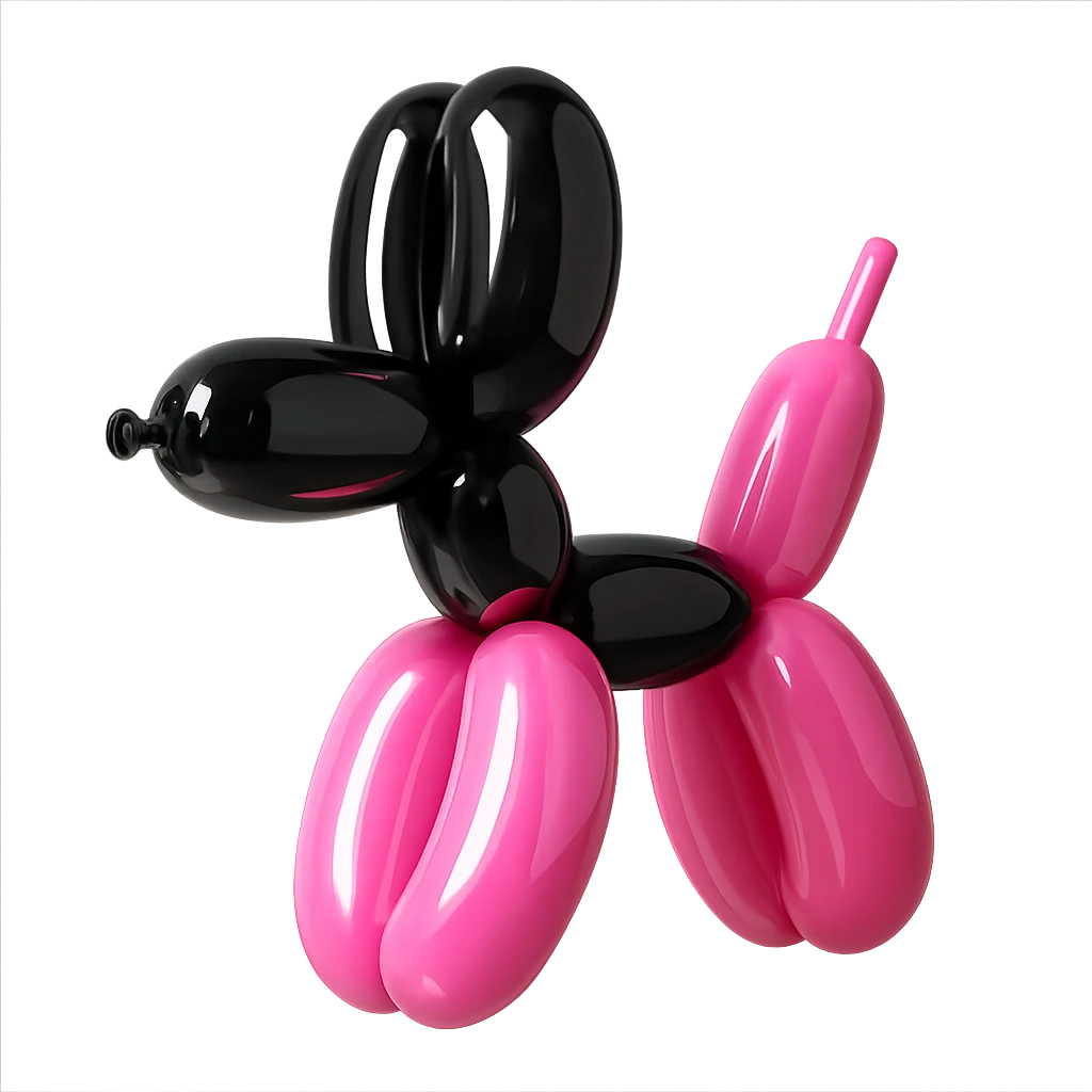 BLACKPINK-inspired object, black and pink colors, soft and inflated appearance, balloon style emoji