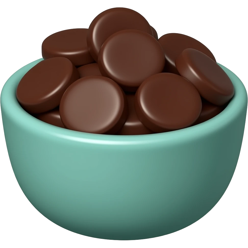 super realistic small teal bowl of chocolate circles emoji