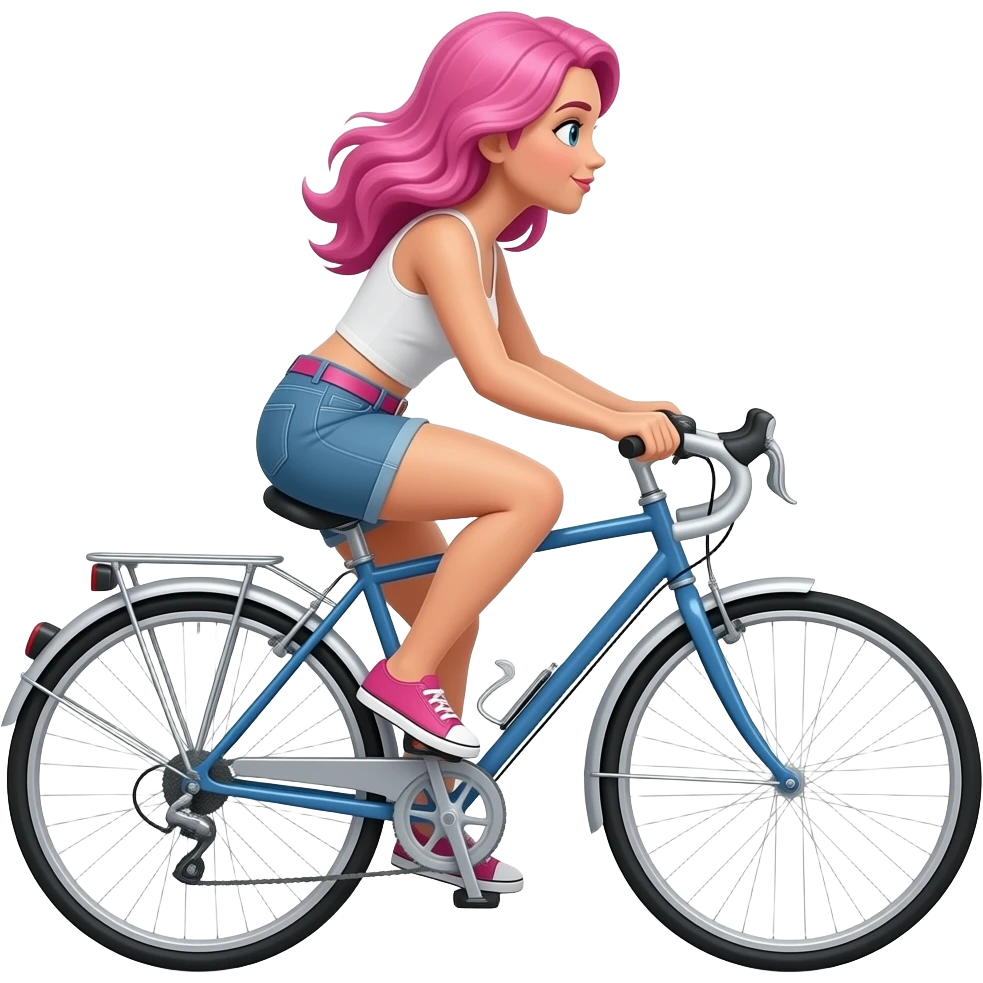 Funky Pink hair woman on bicycle emoji