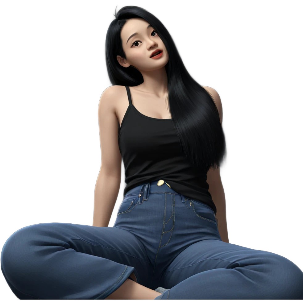 black haired girl in jeans emoji