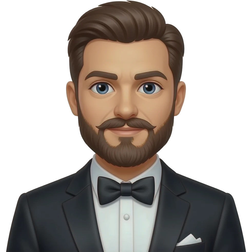 man with beared and tuxedos emoji