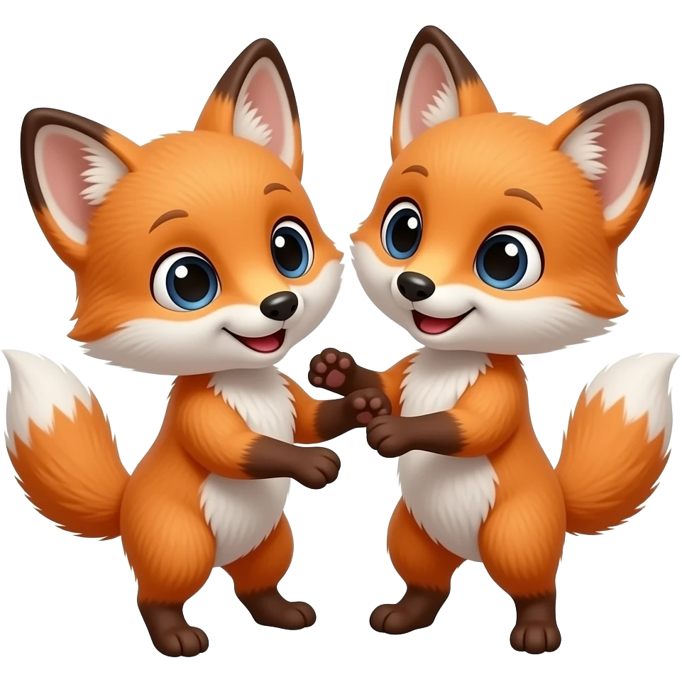 2 Baby Red Foxes Playing emoji