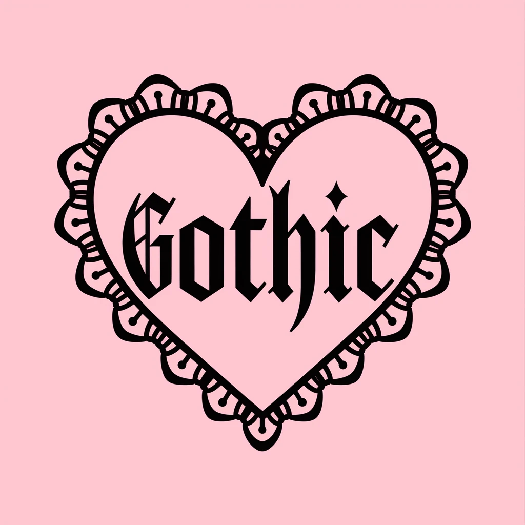 gothic heart with a black filigree border emoji