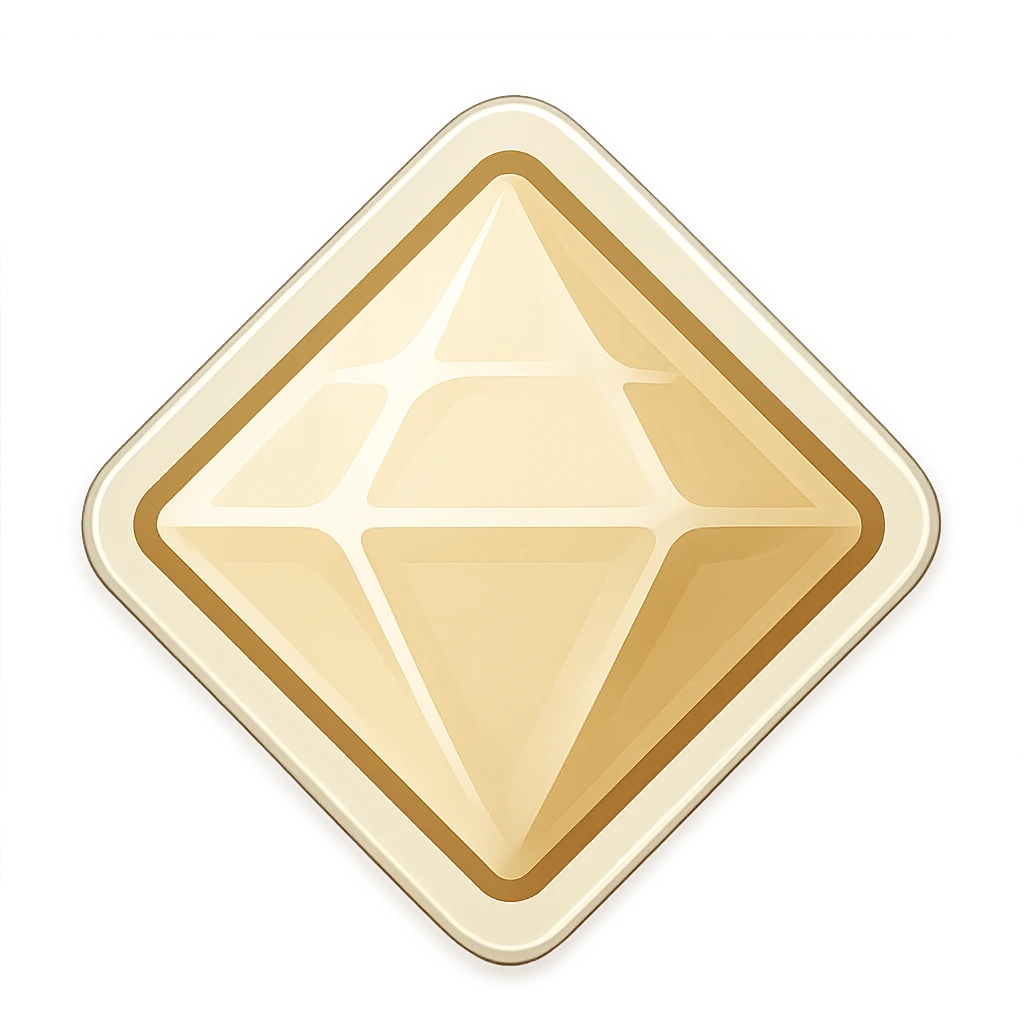 diamond shape carved from ivory. square tilted 45 degrees. full front view emoji