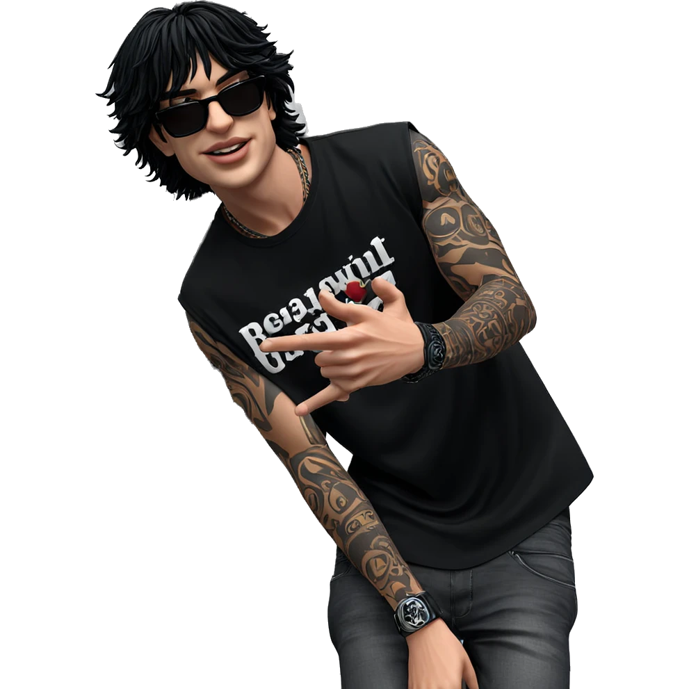 cool dude in black style emoji