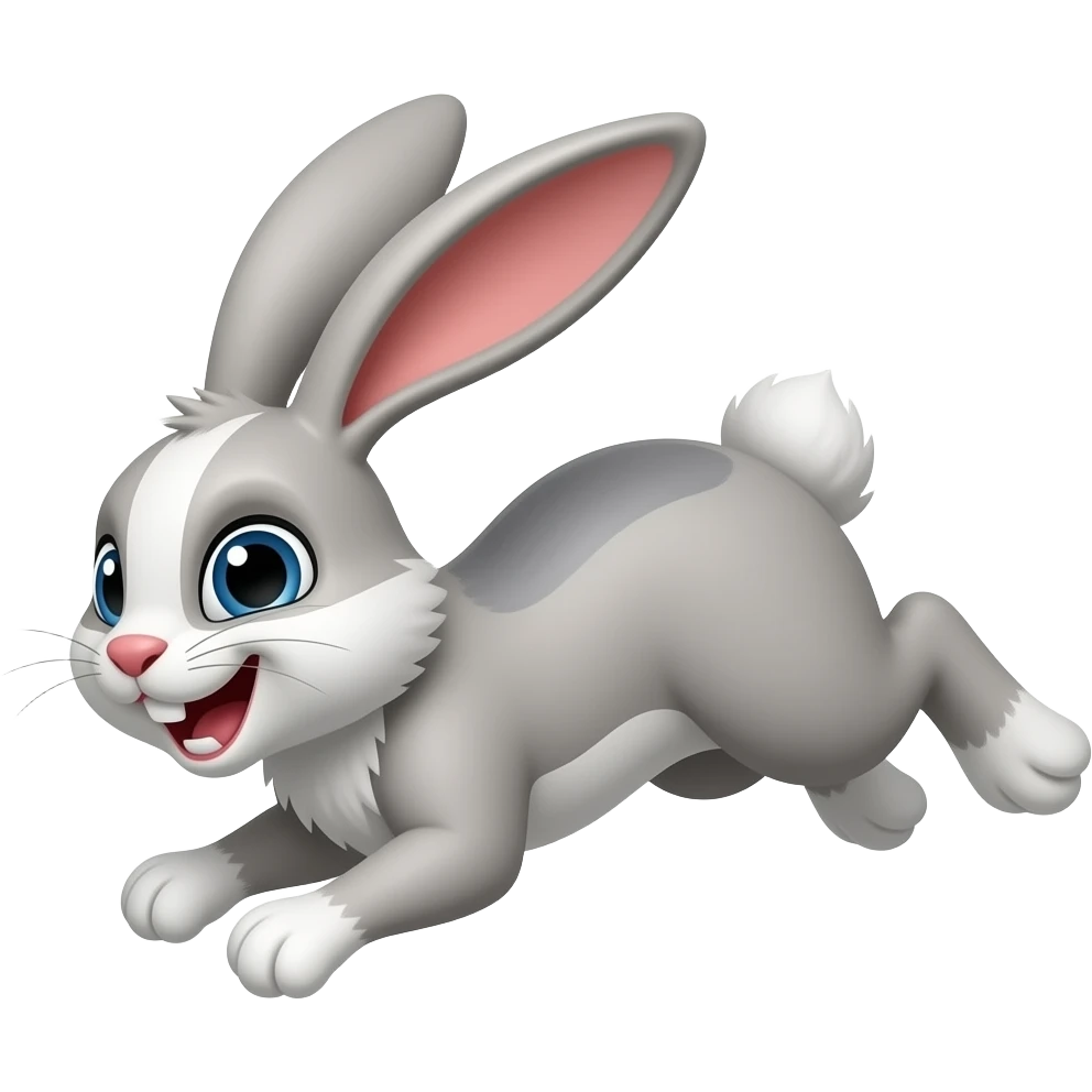 Rabbit with four feet on the floor and it's jumping but make it SUPER funny and evil emoji