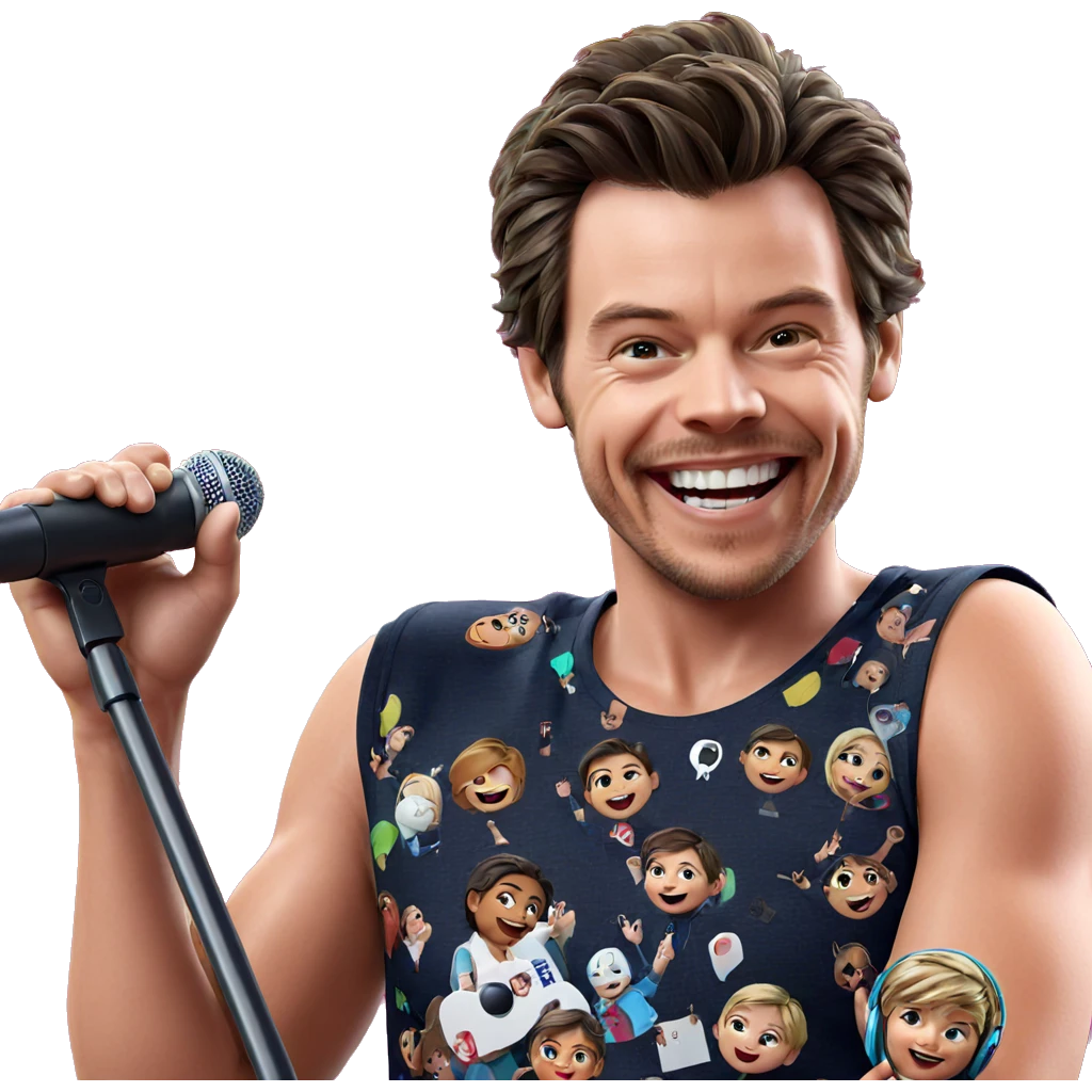 smiling boy with microphone emoji