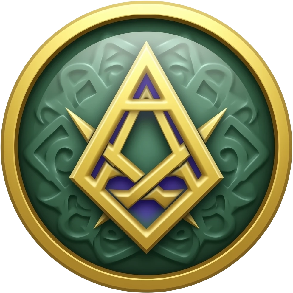 Uruz (ᚢ): “Strong Uruz rune in deep green with golden yellow edges and purple accents, primal strength symbol, clean flat illustration” emoji