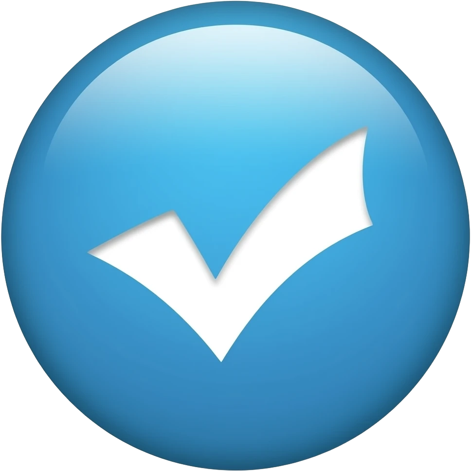 Du solltest ein blauen Kreis mit ein weißen haken in der mite machen emoji