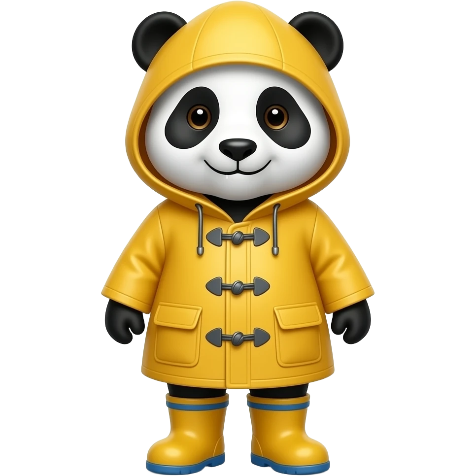 Panda with paddington rain boots and rain coat without the hat emoji