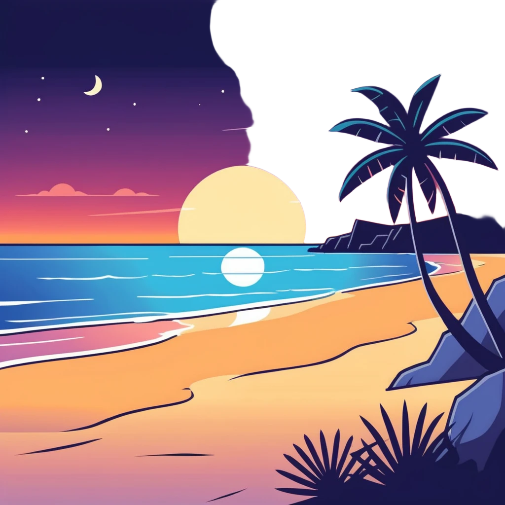Beach at night vibe emoji
