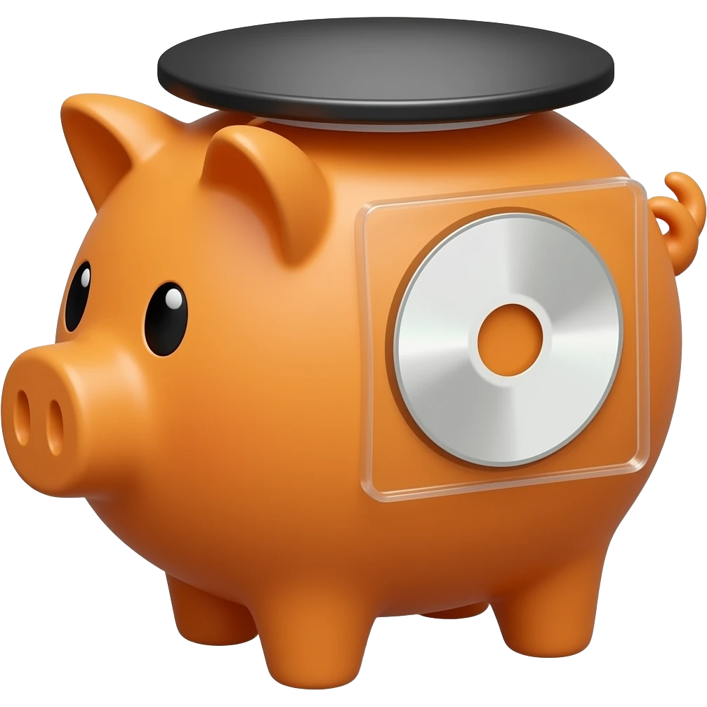 orange piggy bank looking like a lacie hard drive emoji
