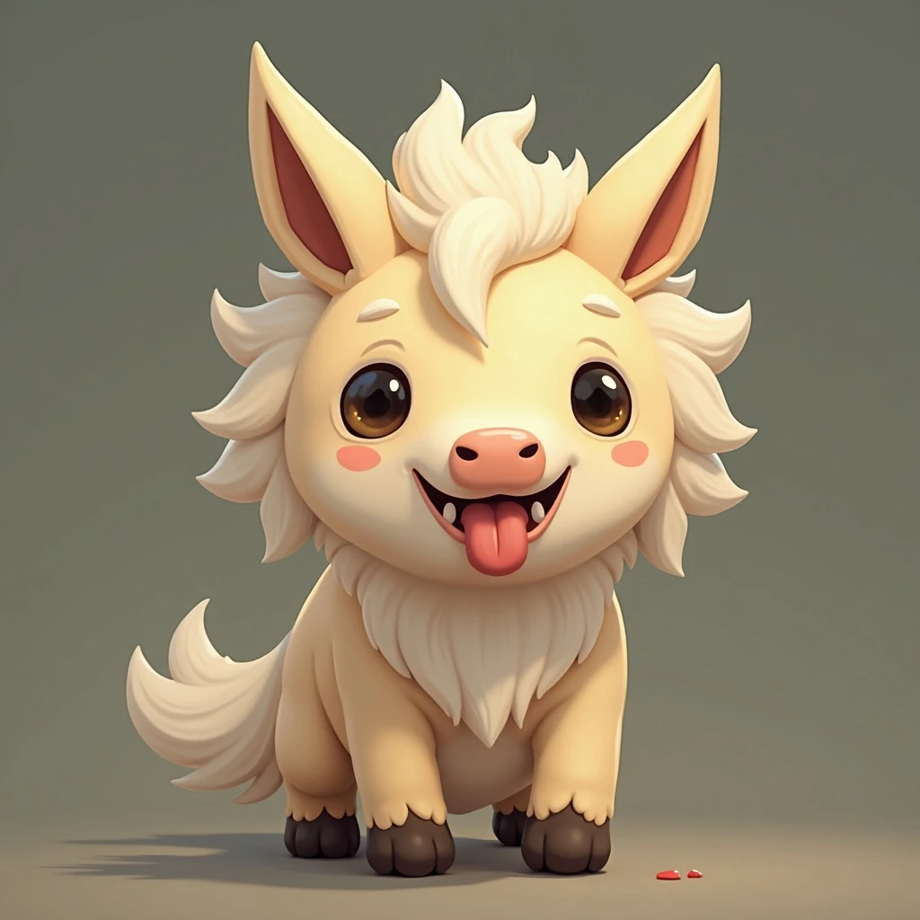 A thrumbo from the game rimworld. Front view, sticks the tongue out and licks. animated emoji
