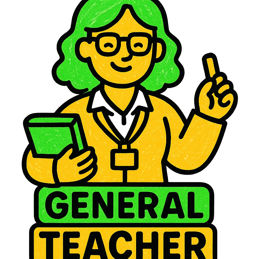general education teacher, professional style, green gold and white color scheme, bold and clear, suitable for digital use emoji
