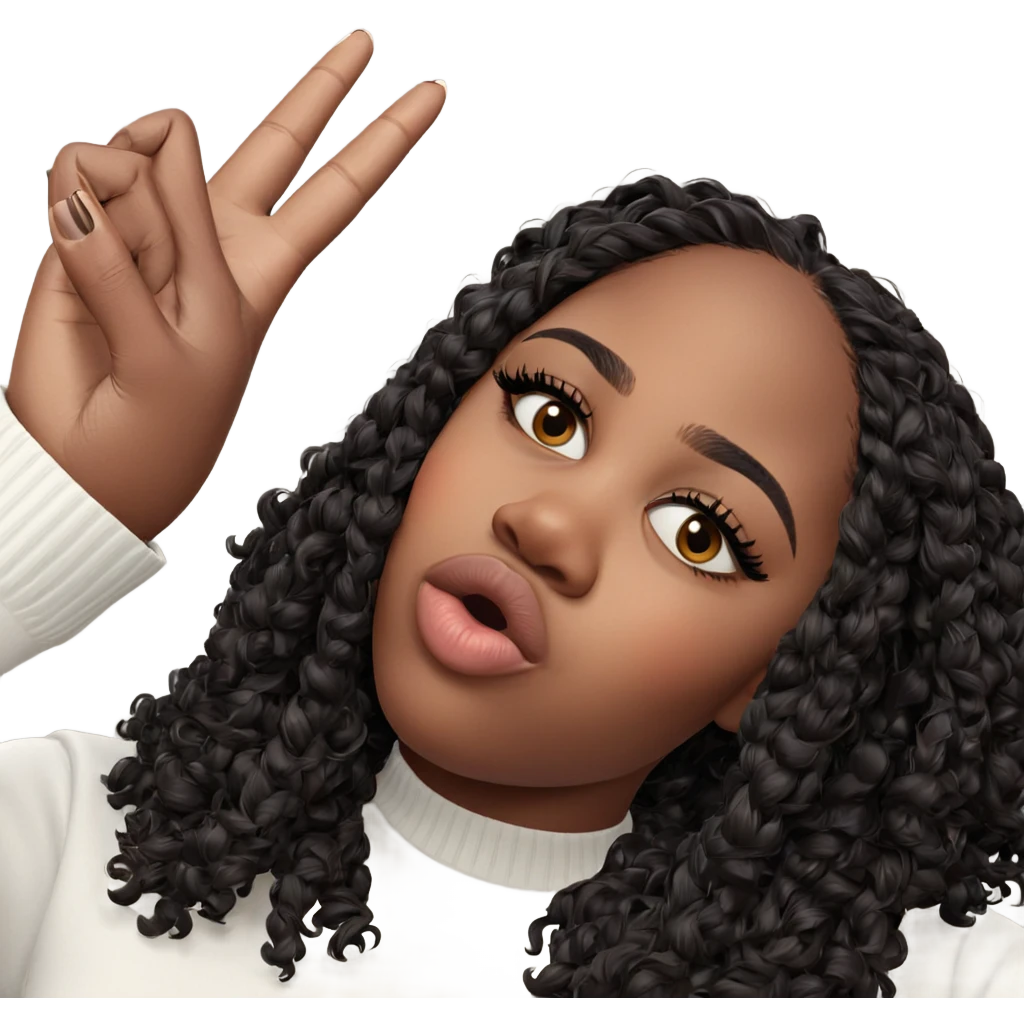 dark-skinned girl in white sweater emoji