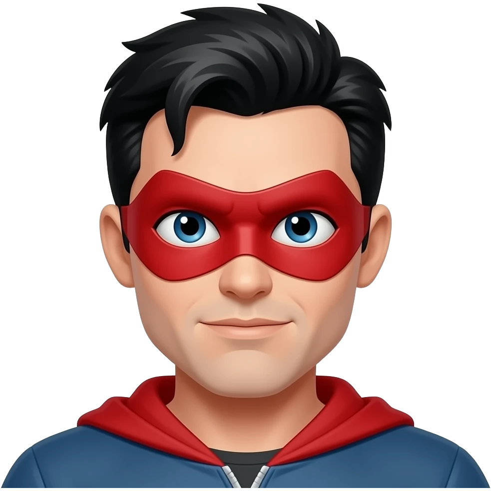 검은 머리에 빨간색 가면을 쓰고 있는 남자 히어로 emoji