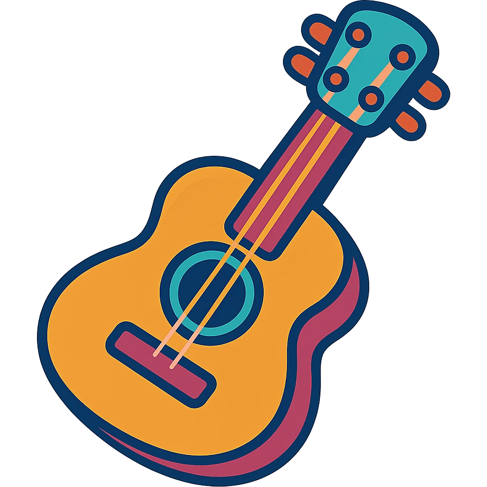colorful cartoon guitar, playful style emoji