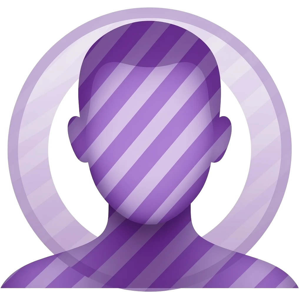 Purple one humans silhouette no features just head and shoulders with circle and stripe through emoji