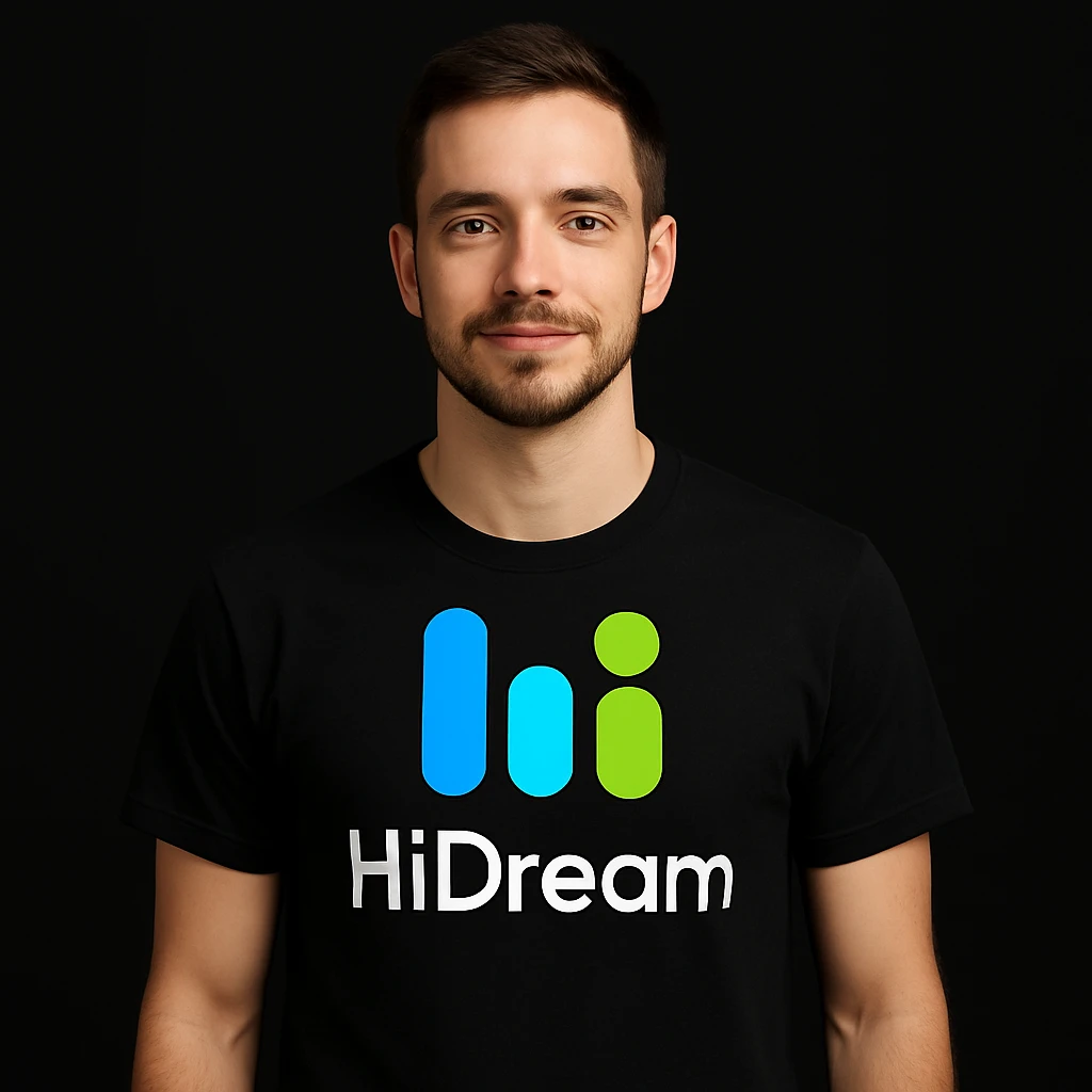 man wearing tshirt with this logo, black background  emoji
