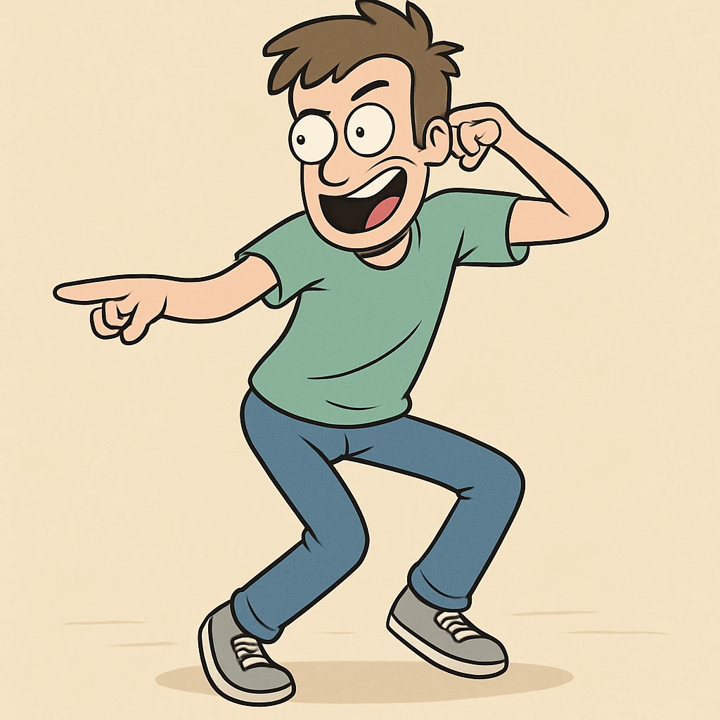 a man doing the Griddy dance, energetic pose, simple background emoji