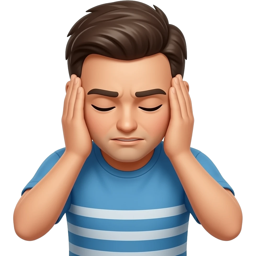 Saying sorry while holding ears with both the hand emoji