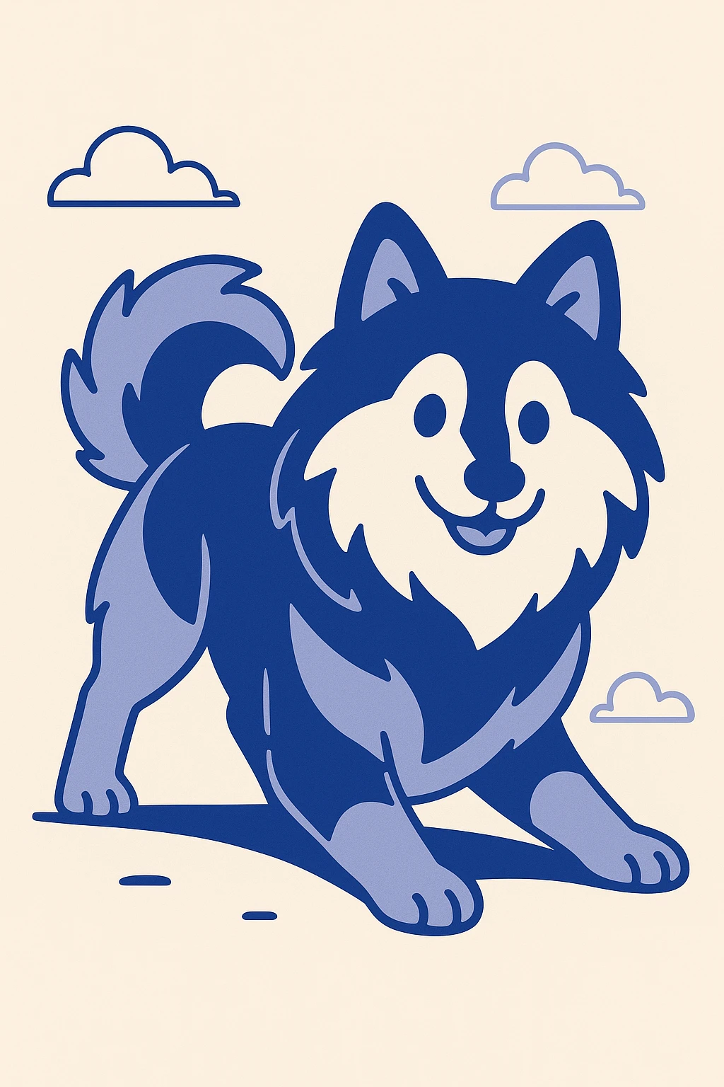 eurasier dog, cartoon style, playful pose, big eyes, simple background emoji