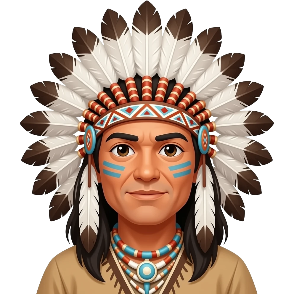 Native American man with headdress with face paint on cheeks emoji