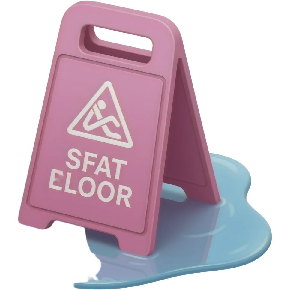 Pink wet floor sign emoji
