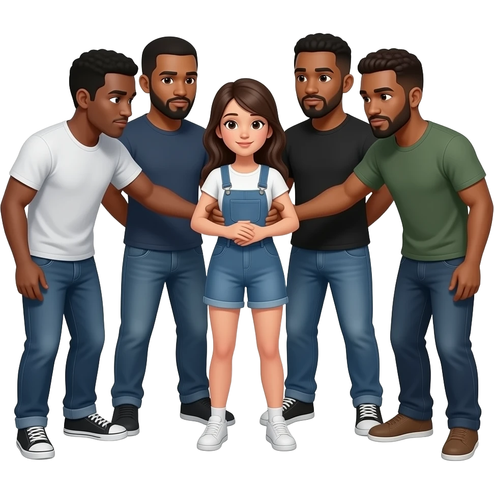 One girl getting fucked by 4 black guys emoji