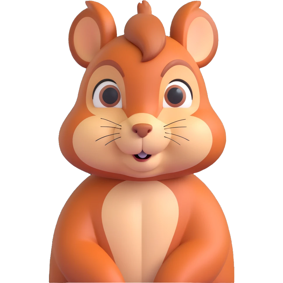 écureuil en pleine réflexion, un sourcil levé, air songeur, style 3D mignon emoji
