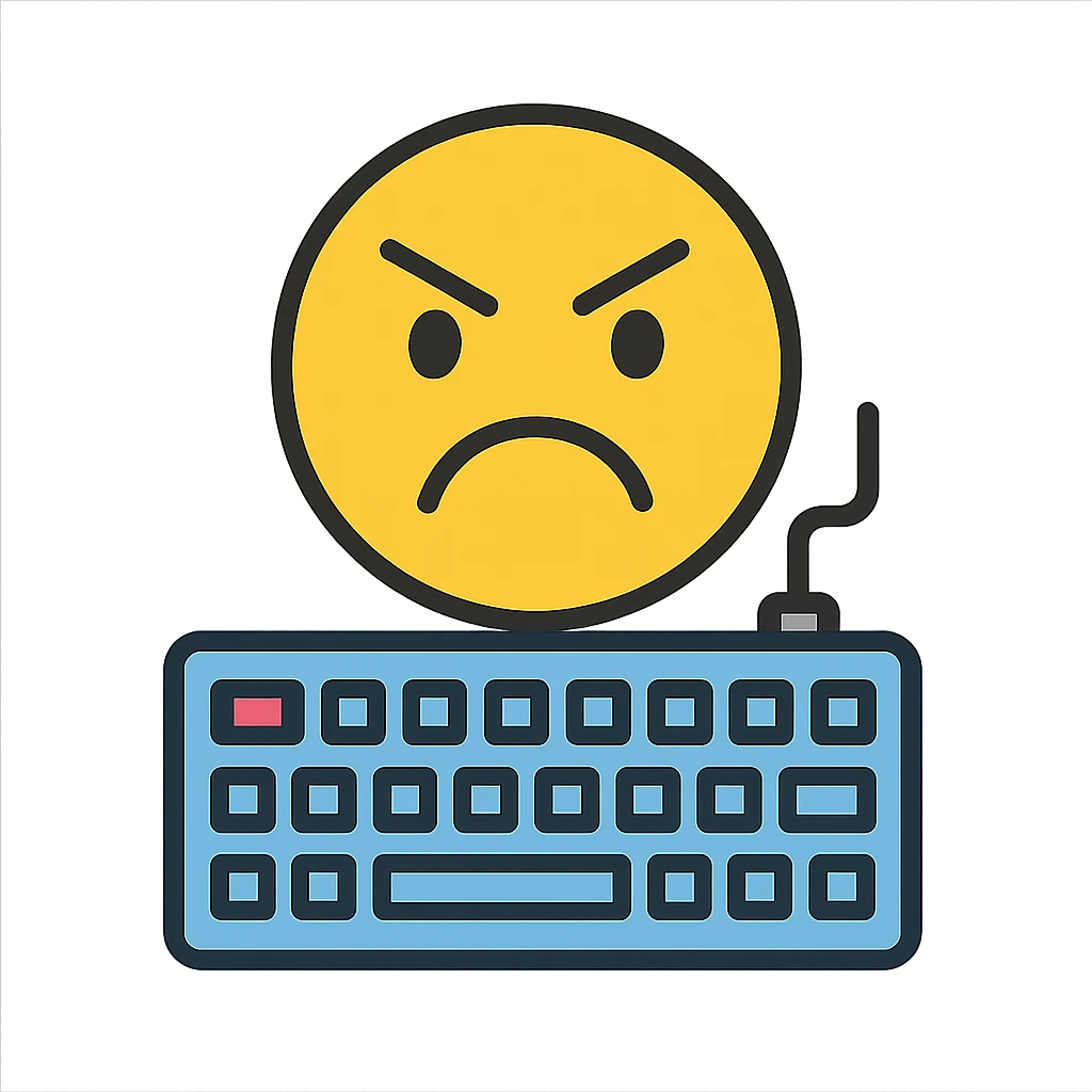 angry emoji with mechanical keyboard emoji