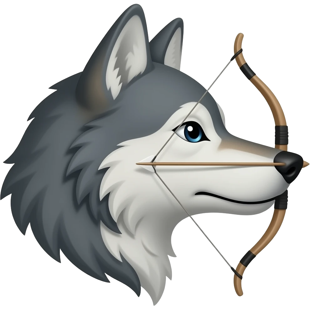 side face wolf with bow emoji