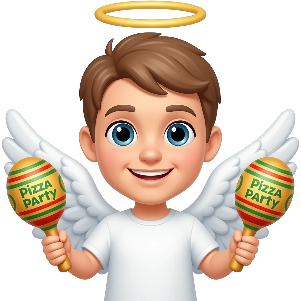pizza angel with maracas that say pizza party emoji