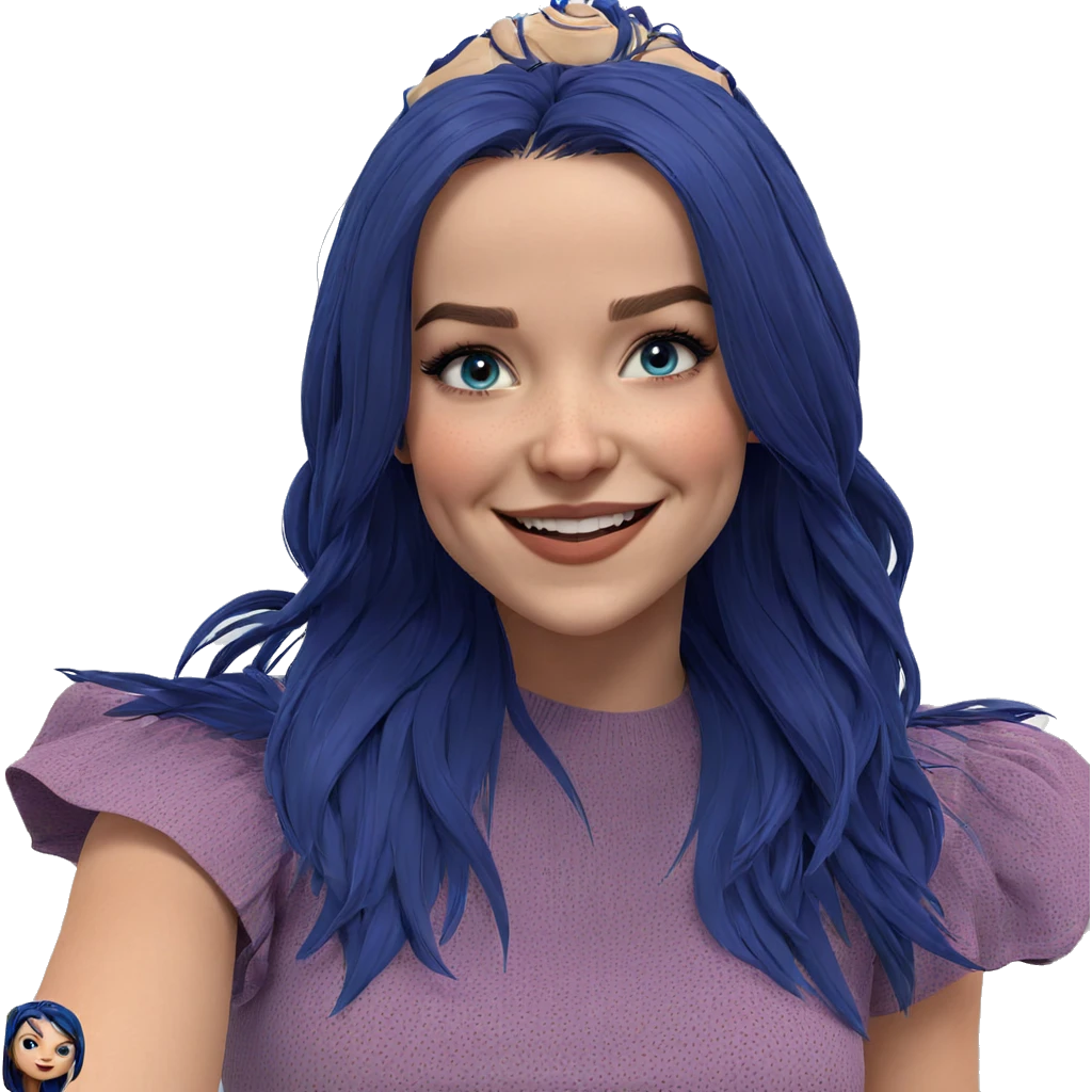 smiling girl with blue hair emoji