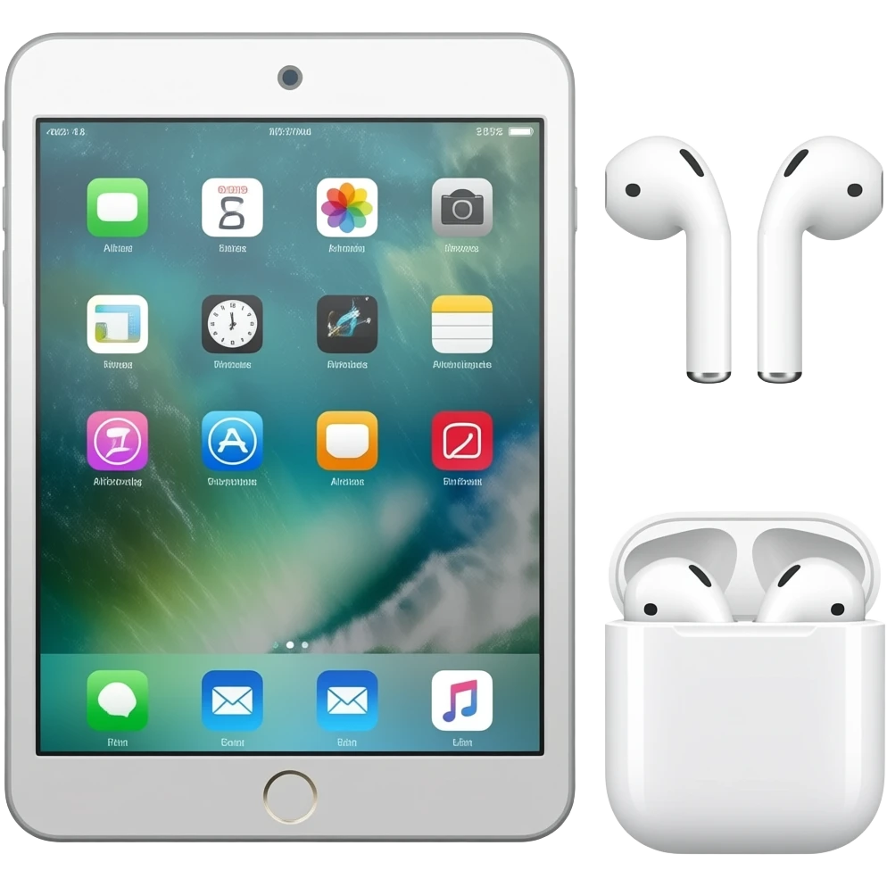 new ipad and airpods with airpods case emoji