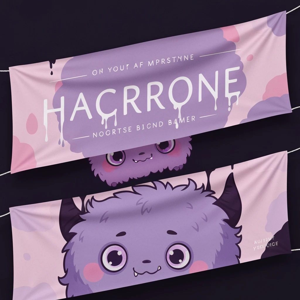 pastel horror banner, cute, expressive, minimal, variation 4 emoji