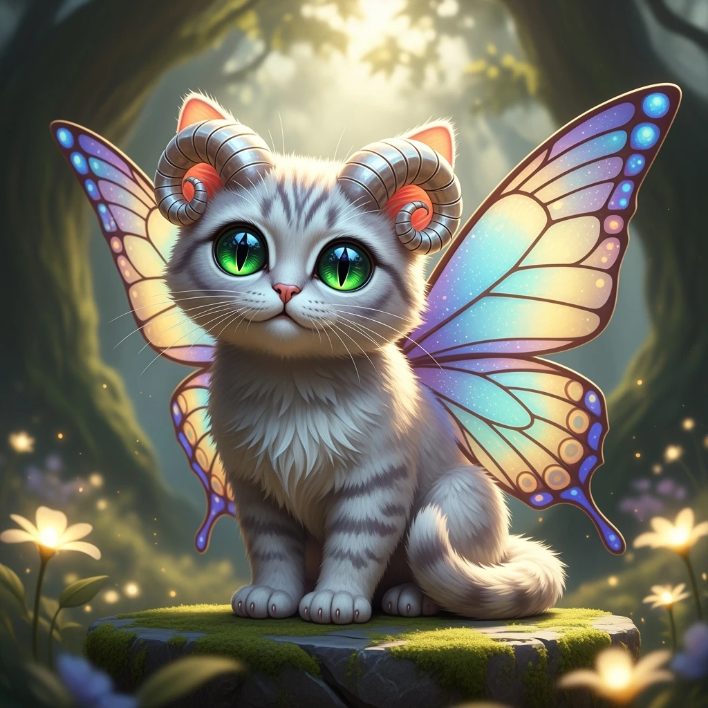 make a hyper realistic cute cat like mythical creature emoji