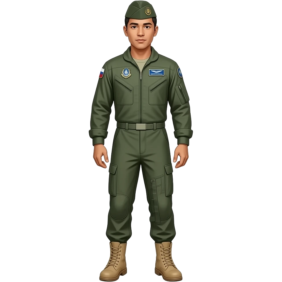Filipino man airman battle uniform and tan combat boots full body emoji