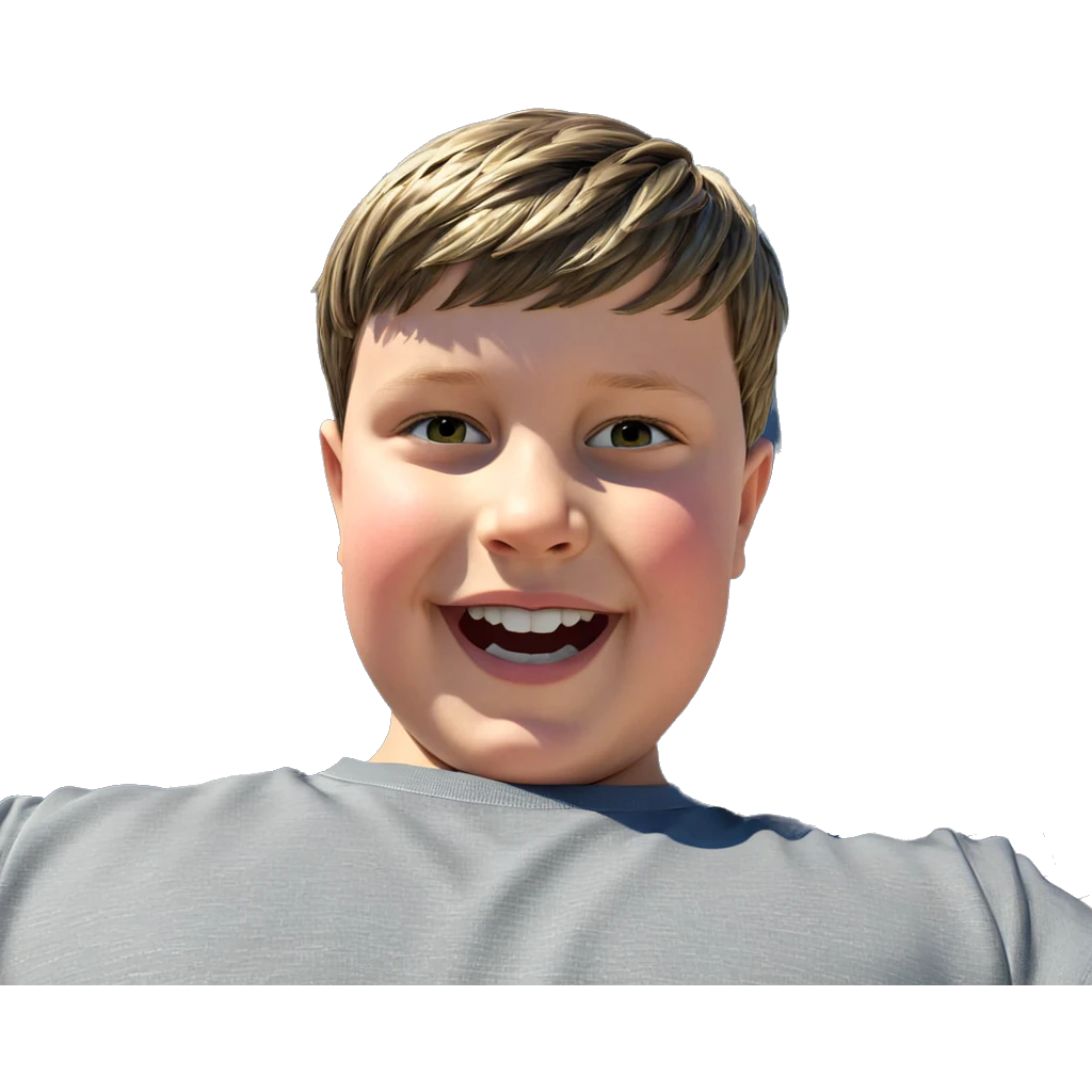 smiling boy under blue sky emoji