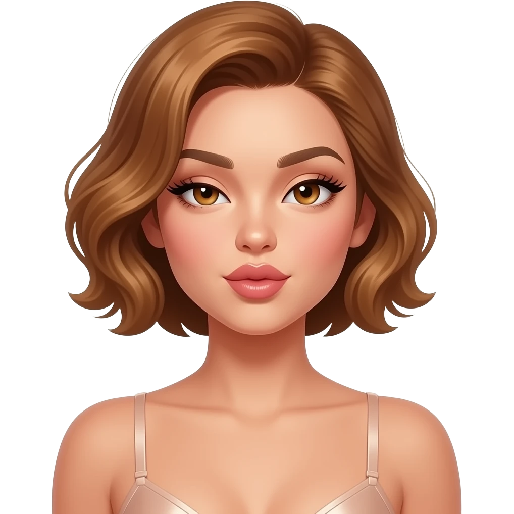 glamours,-tanned,-very-beautiful-woman-with-big-plump-rose-beige-lips,-long-lashes,-honey-silky-very short- hair,-wavy-hair,-hazel-eyes-wearing-nude-latex-lingerie-Looks-sexy-winking-blowing-kiss-From-hips-up emoji