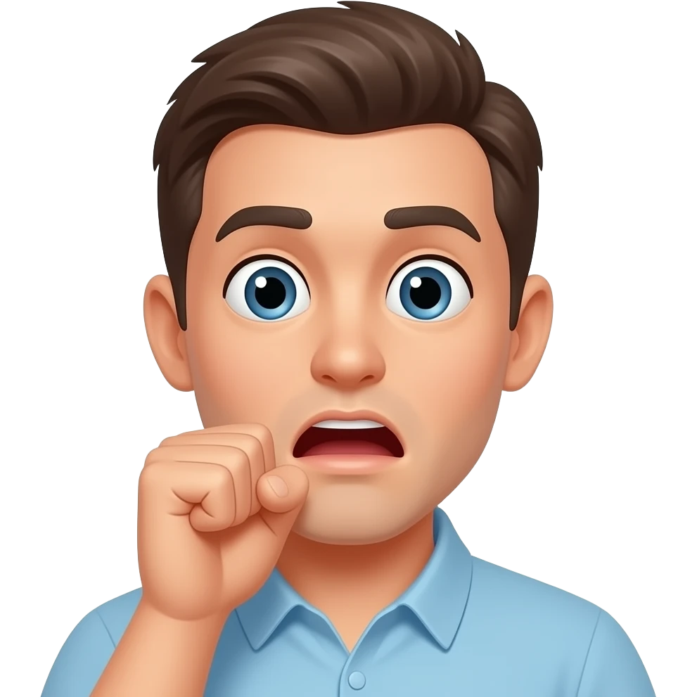 regualr emoji with fist close to mouth emoji