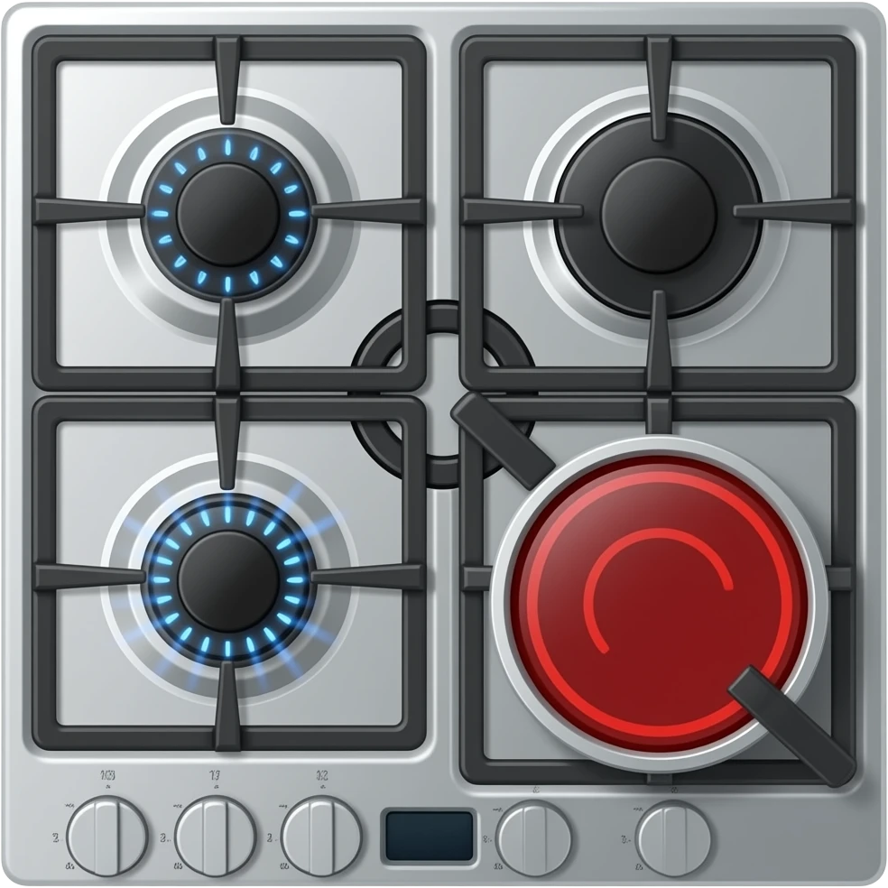 cooktop one gas burner and one induction emoji