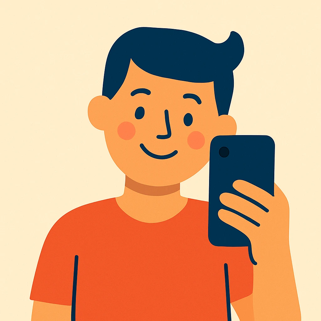Flat design style selfie emoji