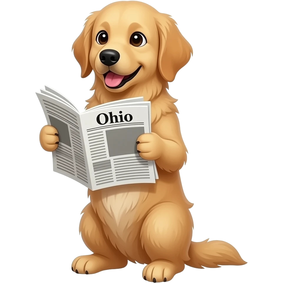 dog with newspaper that says Ohio emoji